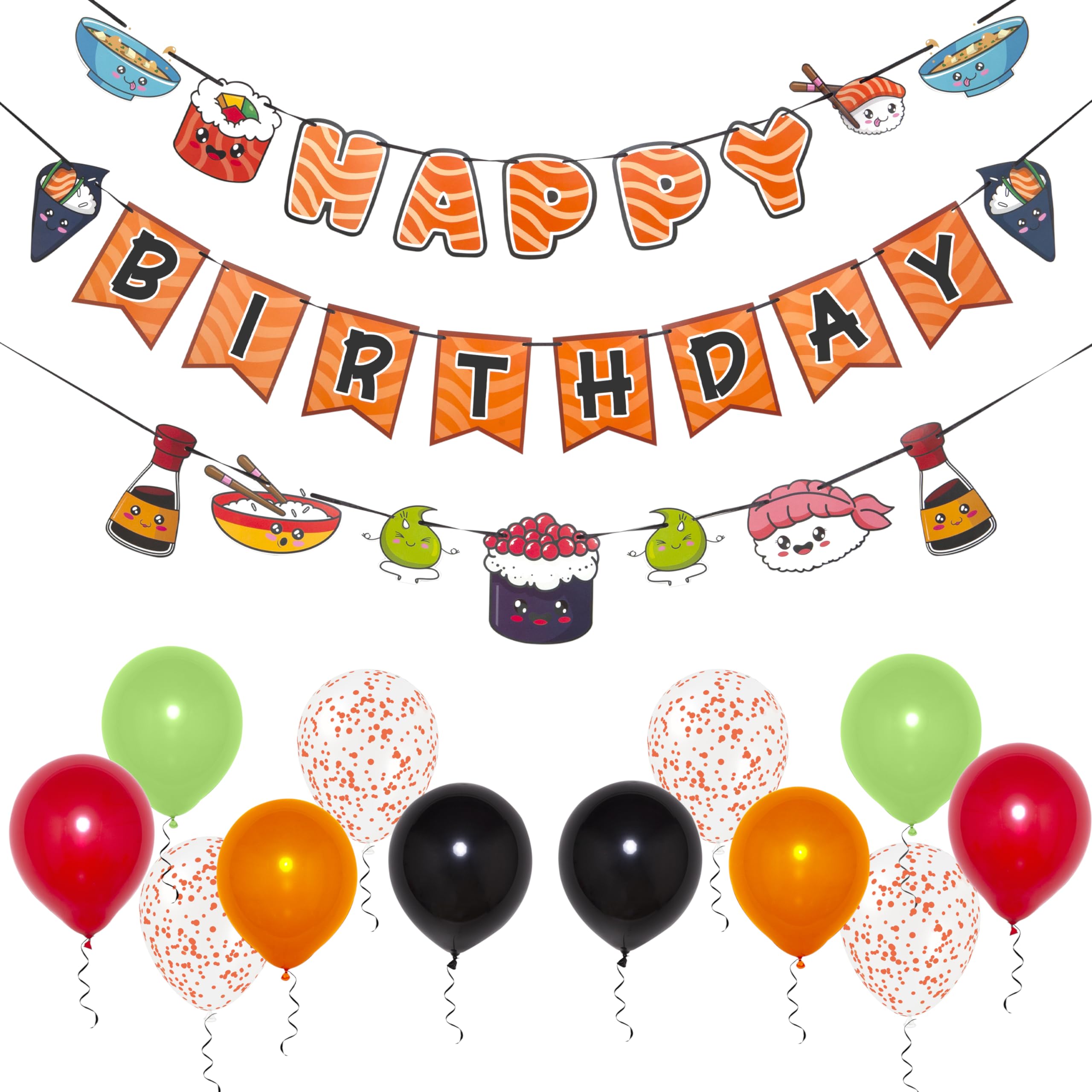 Pirese Sushi Birthday Party Decorations for Kids & Adults – Japanese Sushi Party Supplies, Asian Birthday Decor, Cute Sushi Theme Party Decorations