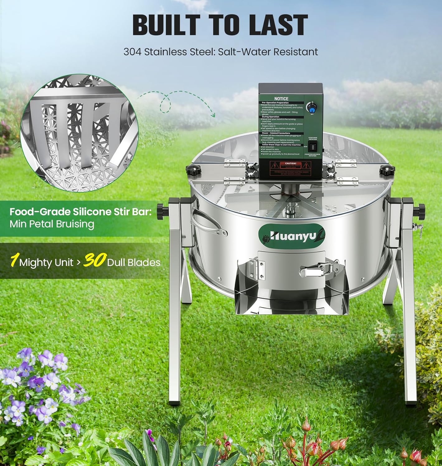 Huanyu 16" Electric Bud Trimmer | Dual Electric Manual Mode | Triple Blades for Wet Dry Trimming | Adjustable Speed, Visual Cover, Full Accessories