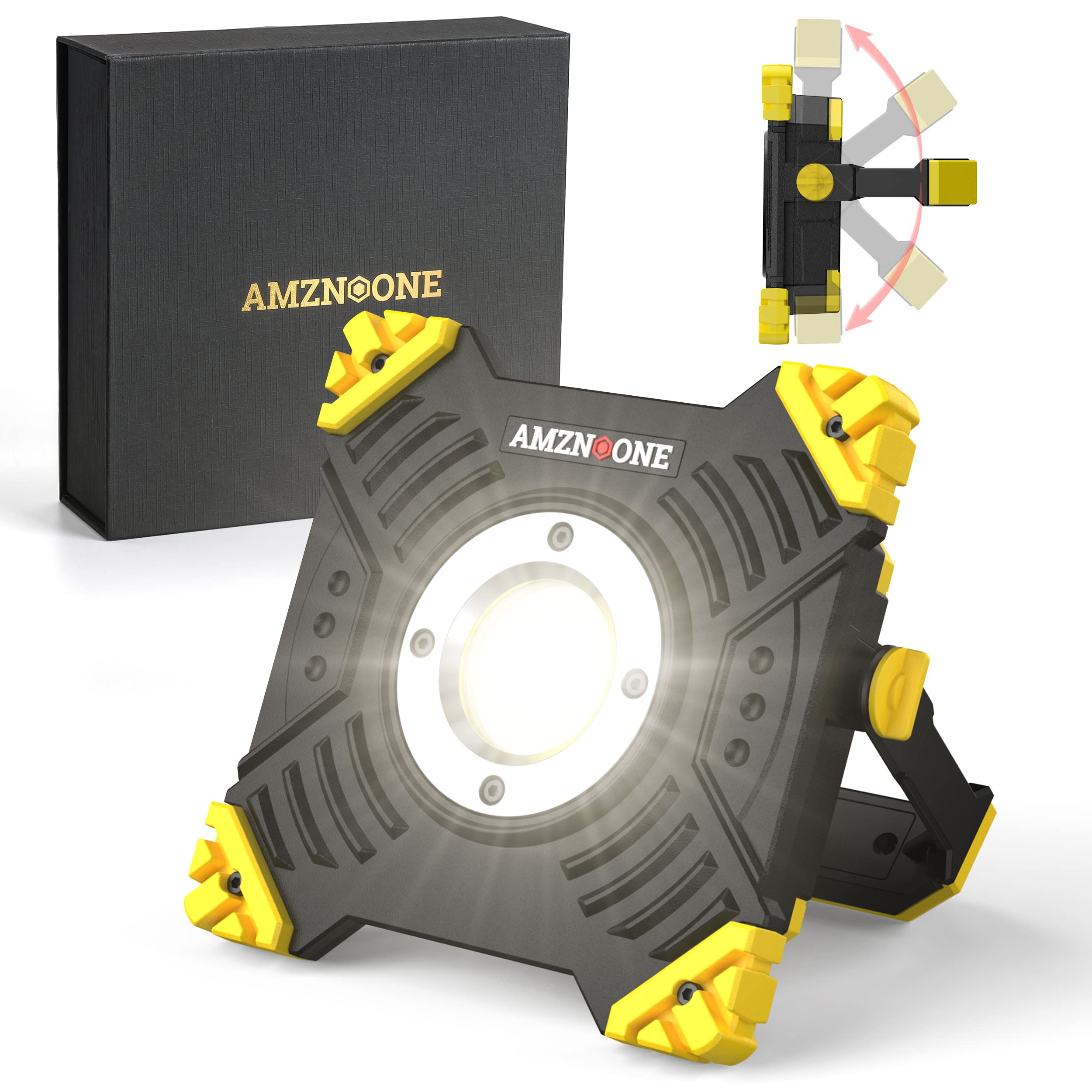 Photo 1 of AMZNOONE LED Work Light 6000LM, Cordless LED Work Light with IP65 Waterproof, Li-ion Rechargeable Worklight, Outdoor Indoor Under Hood Magnetic Work Light?Yellow?