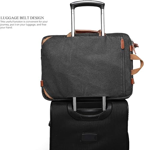 Miniatura 10 de CoolBELL Mochila convertible, bolsa de mensajero, bolsa de hombro, funda para laptop, maletín de negocios, mochila de viaje multifuncional para