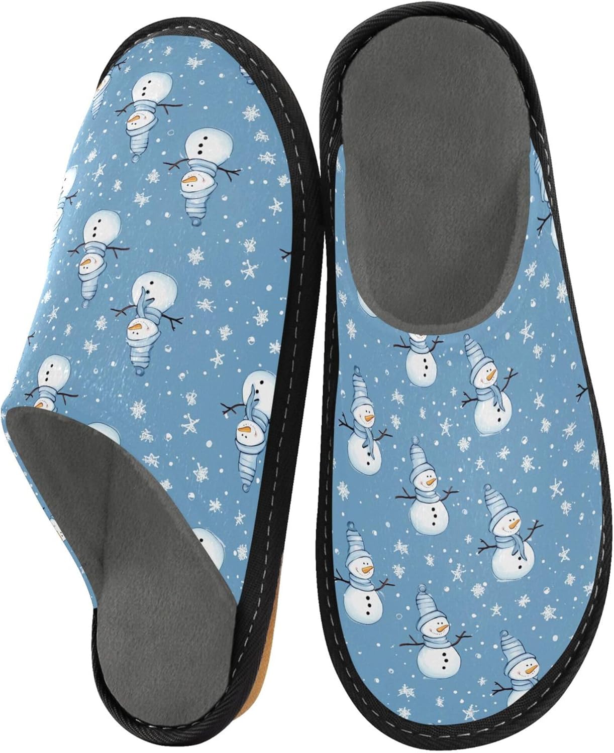 Christmas Xmas Snowman House Slippers – Cozy Fuzzy Slippers for Guests, Washable & Disposable, Perfect for Shoeless Home, Spa & Hotel Use A111084