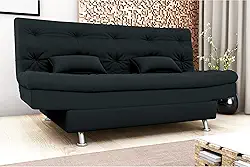Sofá Cama Moderno Salomé 3 Lugares Reclinável Veludo (Preto)