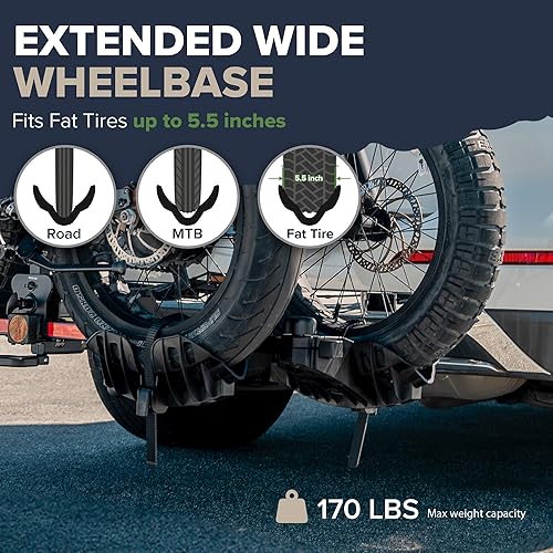 Miniatura 3 de Arksen Enganche eléctrico para bicicletas, plegable de liberación rápida, inclinable inteligente, 2 portabicicletas estilo plataforma con bloqueo de