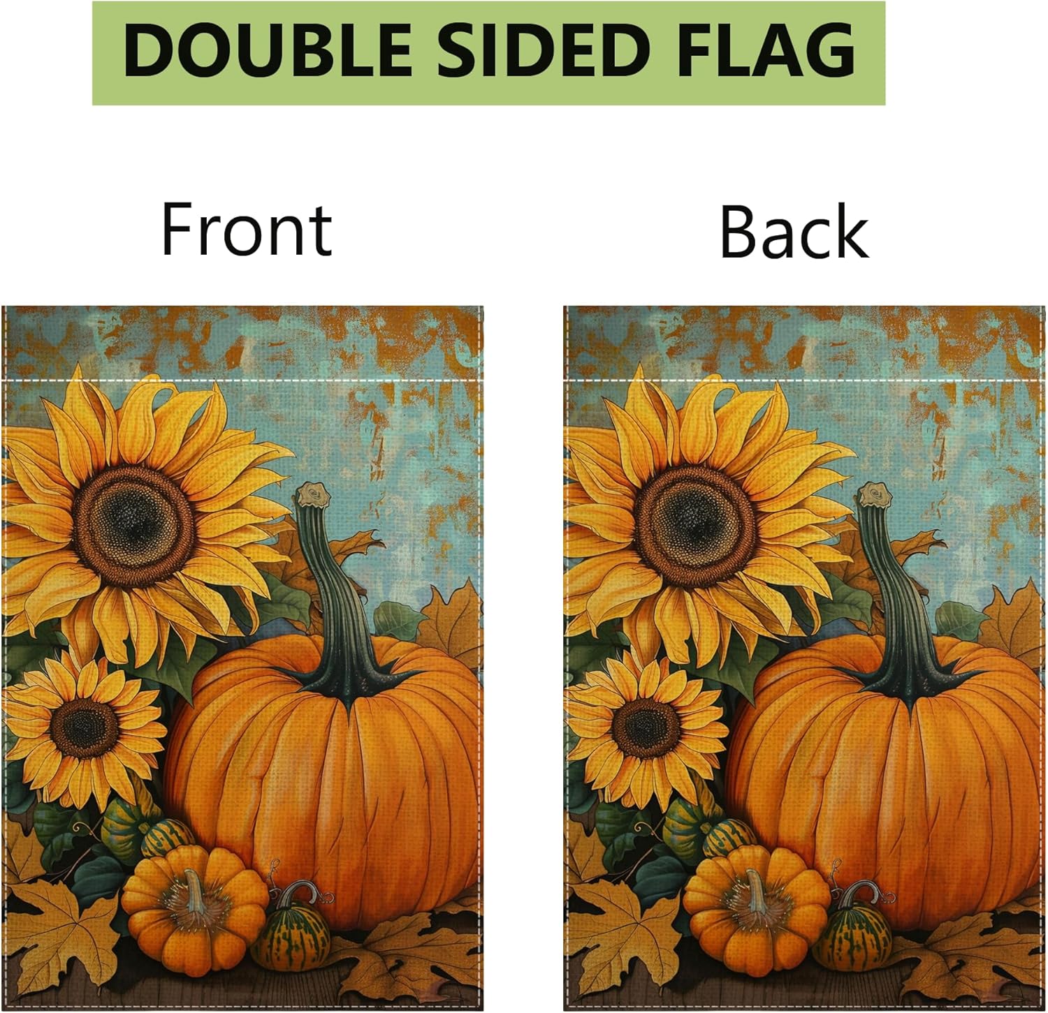 Fall Pumpkin Sunflower Garden Flag for Outside 12x18 Inch Double Sided Farmhouse Holiday Outdoor Yard Flag Decorations for Home - Image 6