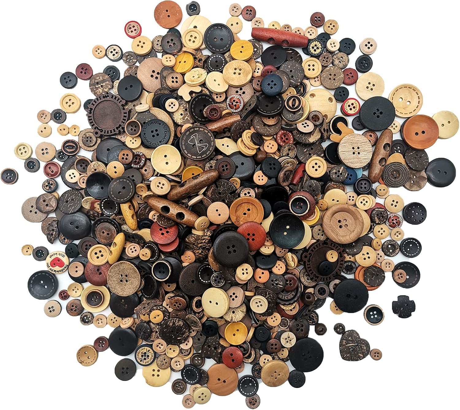 1600Pcs Wood Craft Buttons in Bulk Wooden Button for Crafts Assorted Size for DIY Crafting Sewing Decorations
