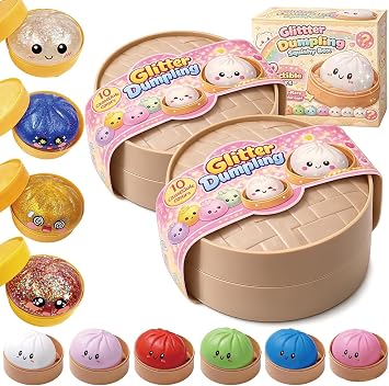 Glitter Dumpling Squishy Toy, Random Box, 10 Colors Dumplings Squishy Toy, Surprise Collection Random*2