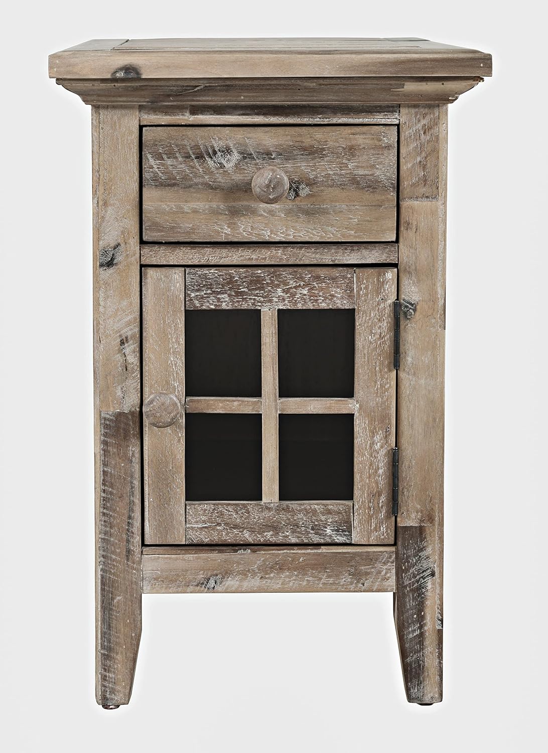 Rustic Shores Farmhouse USB Charging End Table with Storage Grey Wash