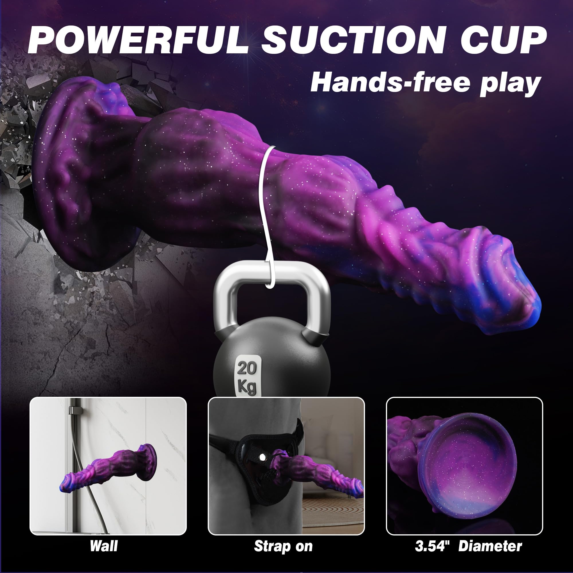 9.6" Monster Dildo Fantasy Horse Dildo with 2 Big Knots, Huge Knot Dildos Thick Dog Dragon Dildos with Strong Suction Cup, Anal Toys for Men Gay, Adult Toys for Women Men: Purple