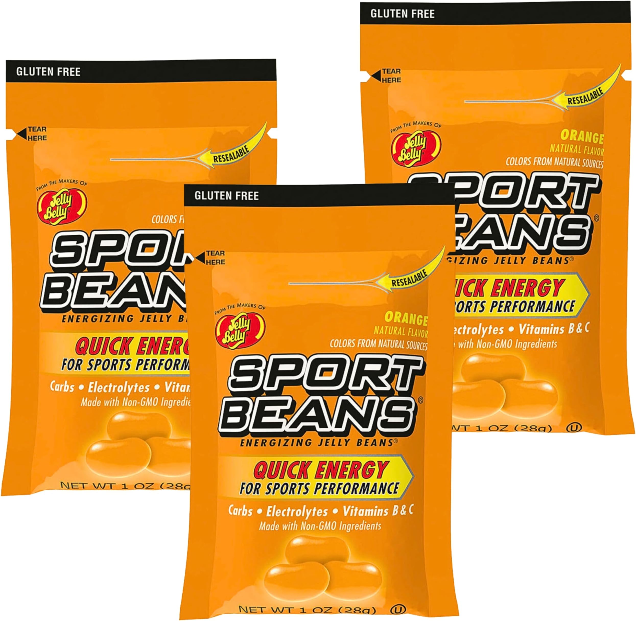 Jelly Belly Sports Beans Orange Flavor (3 pack of 1oz bags