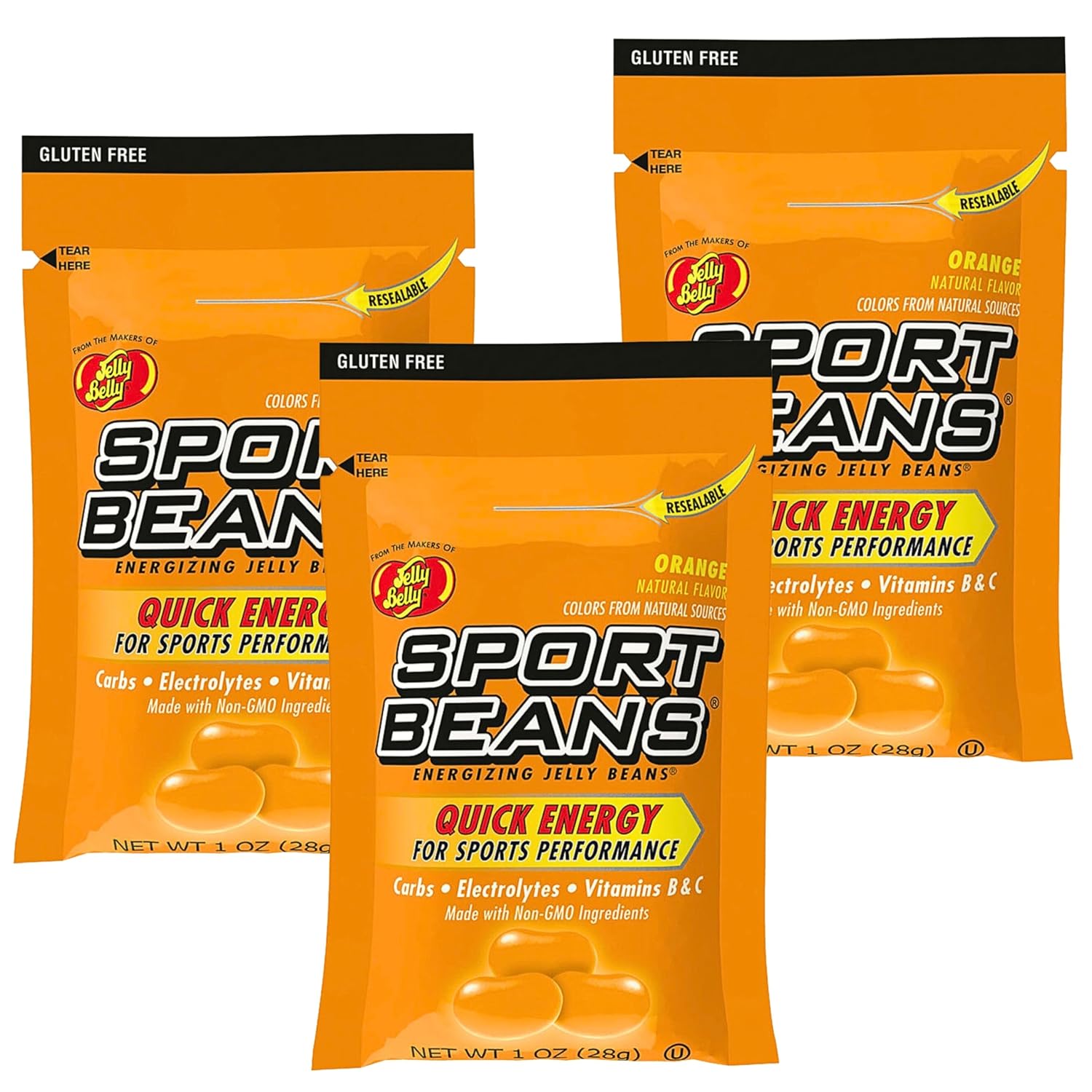 Jelly Belly Sports Beans Orange Flavor (3 pack of 1oz bags