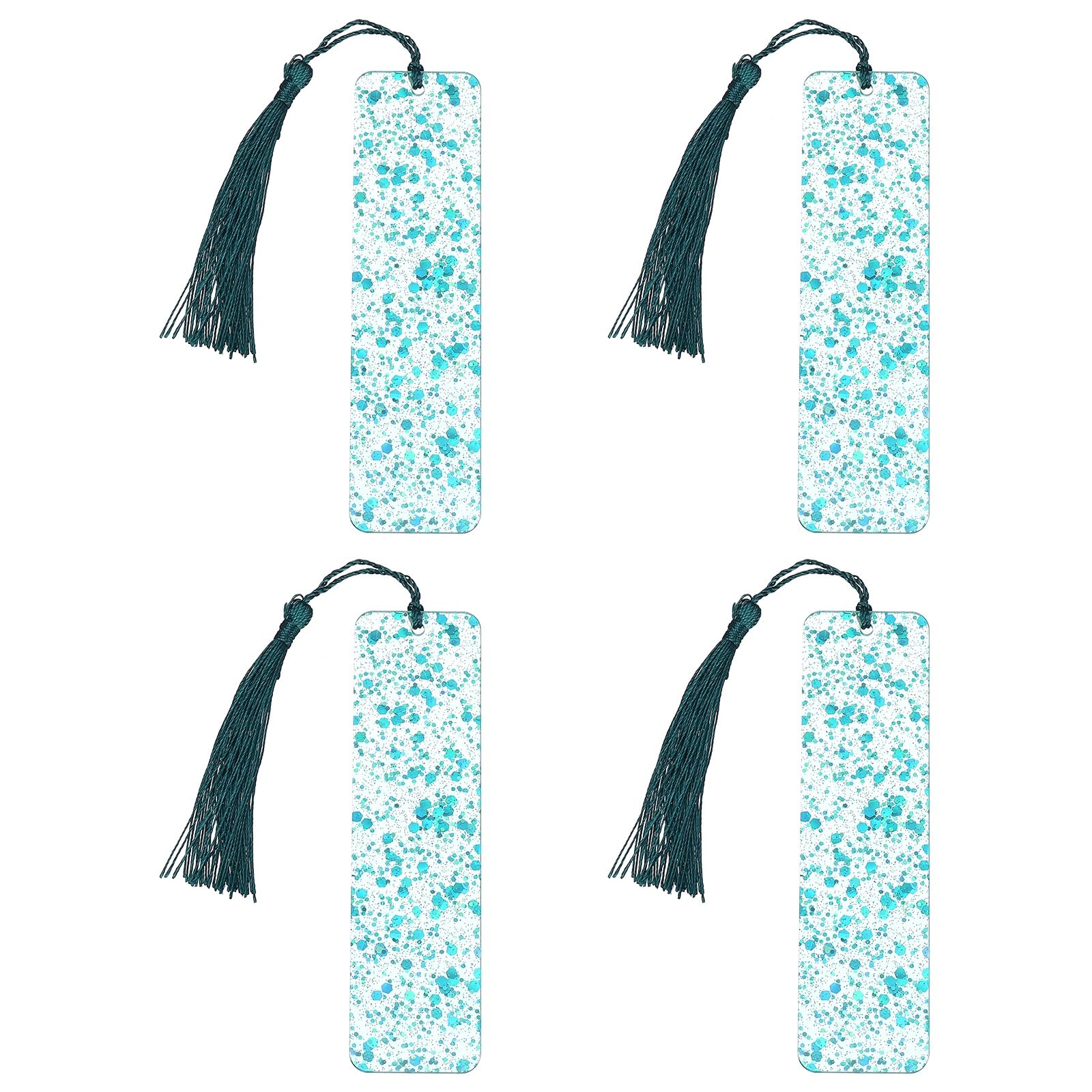 PATIKIL 4Pcs Glitter Bookmarks for Women, Acrylic Reading Book Marks Beautiful Bookmark with Tassels for Reading Accessories Gift Book Lover, Glitter Light Blue