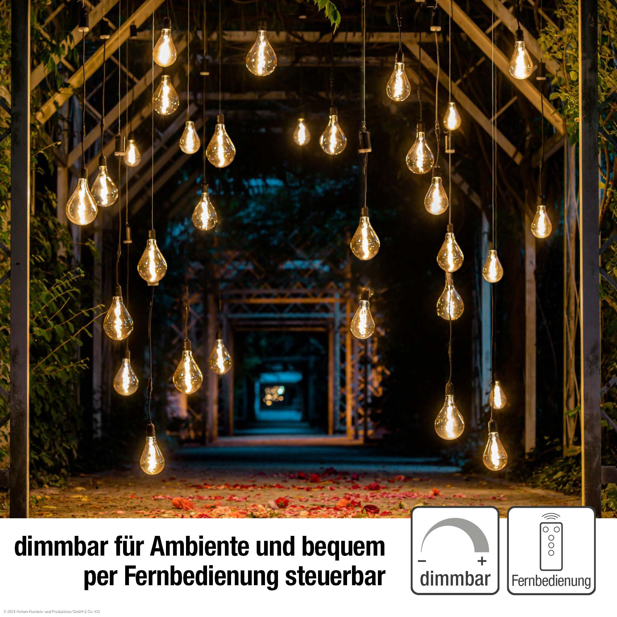 hellum 2er Set Hängelampe Vintage, Pendelleuchte mit Timer A130 Ø 13 x 27cm, goldene Glühbirne mit Fernbedienung, dimmbare Retro Hängeleuchte mit Batterie (4xAA nicht inkl.) Deko Hochzeit 151404