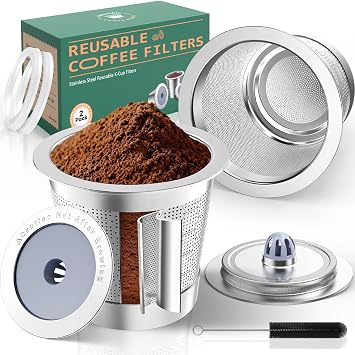 Reusable K Cups for Keurig 1.0 Stainless Steel K Cup Reusable Coffee Pods Compatible with Keurig 1.0 Metal Keurig Reusable Coffee Pods with Upgrade Double-Layer fine mesh Design 2 Pack