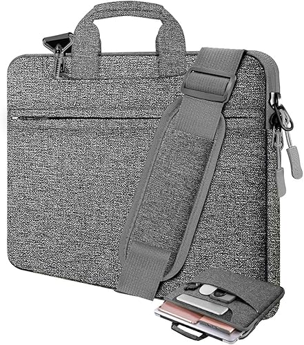 Miniatura 10 de Bolso de hombro para laptop de 15.6 pulgadas, maletín resistente a golpes y con múltiples bolsillos, compatible con la mayoría de portátiles de 15.6