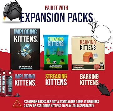 Exploding Kittens UK Edition, 2-5 Players, Age 7+ Card Game | Cheeky fun for British family game nights! Draw cards, avoid exploding, and be the last player standing.