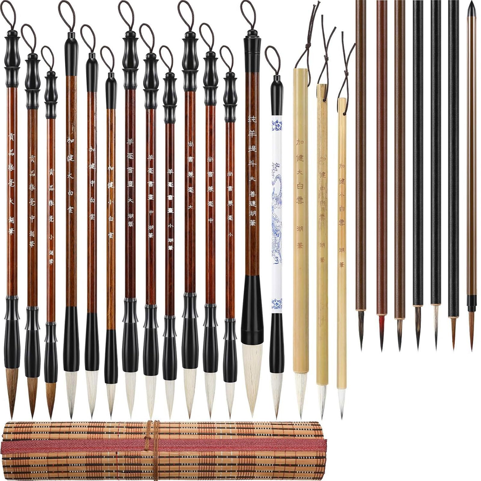 Xjdzineq 24Pcs Professional Chinese Painting Brush Set Watercolor Sumi Drawing for Beginner Artist Adult Traditional Tool