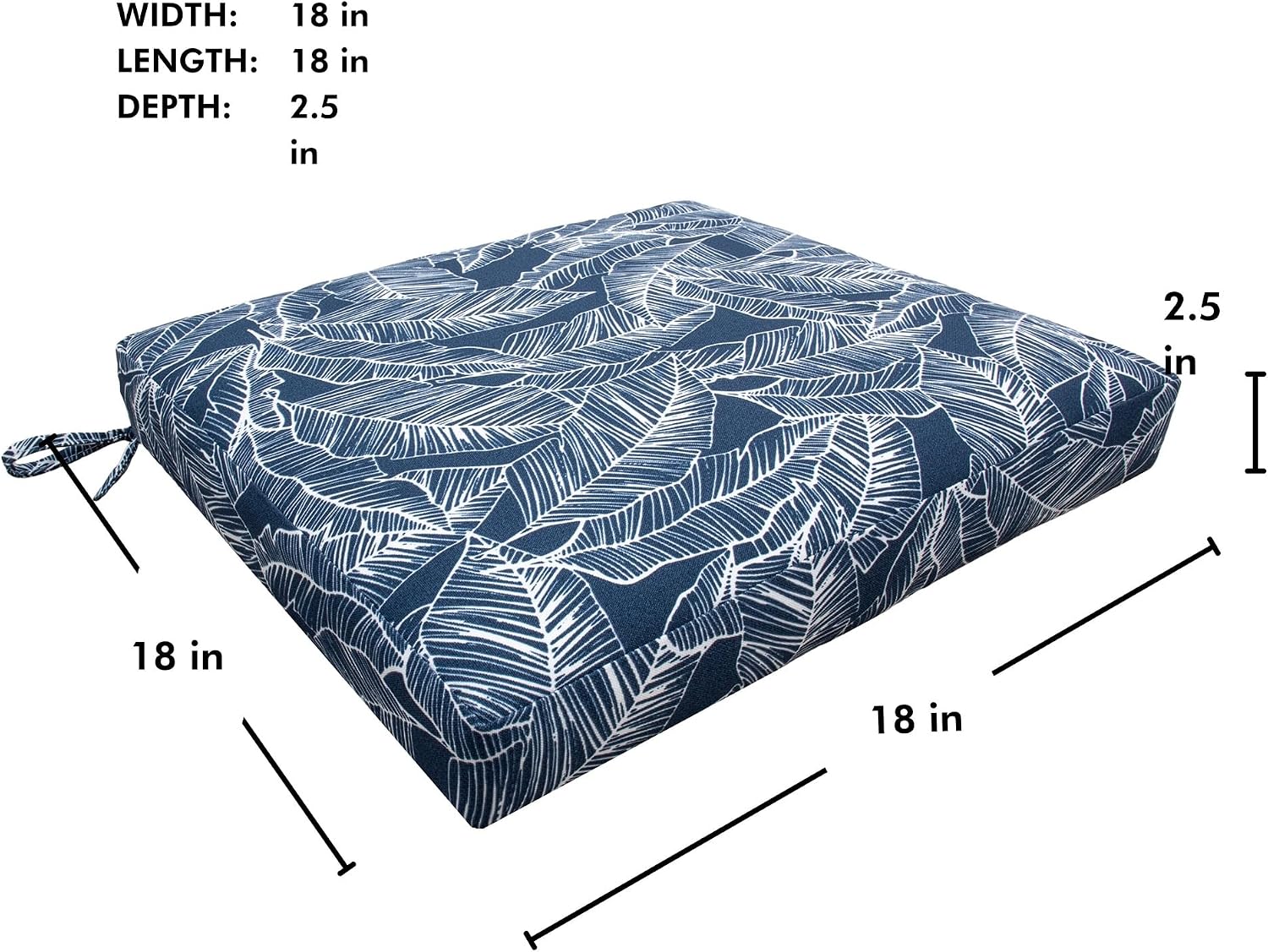 Tommy Bahama Sunbrella® Fabric 1-Piece Outdoor Dining Chair Cushion, 18" W x 18" L, Pacific Zaffre