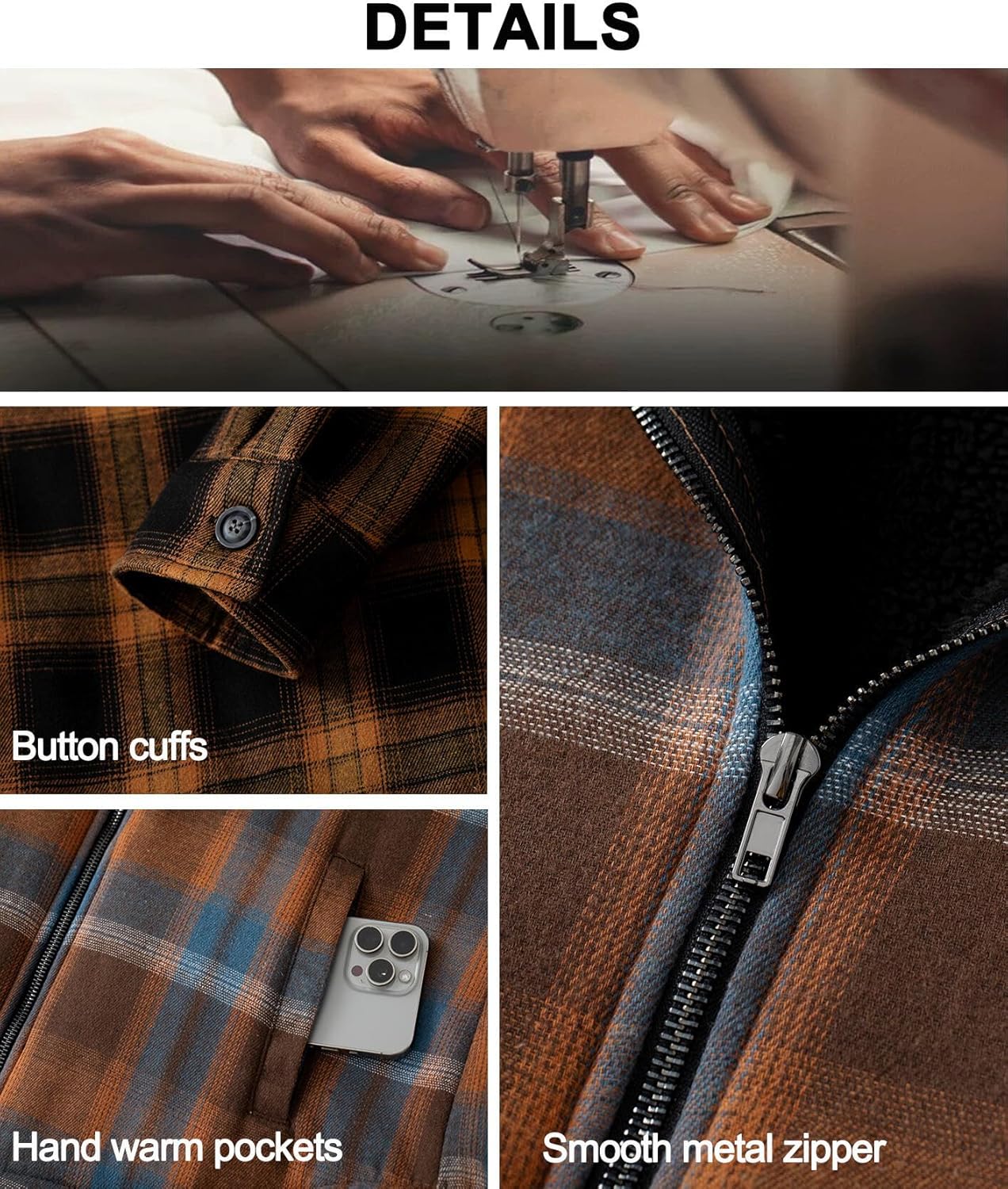 Women's Full Zip Sherpa Lined Flannel Jacket Fleece Plaid Warm Winter Jacket Coat for Women - Image 6