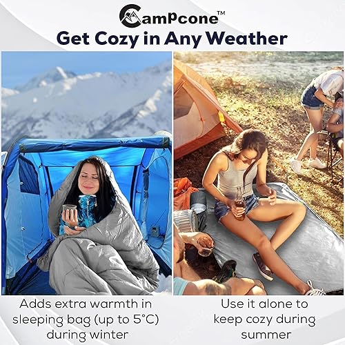 Miniatura 4 de CAMPCONE Forro de saco de dormir sedoso para clima fríocálido, sábanas de viaje XL para hotel de 85 x 52 pulgadas, saco de dormir ligero con