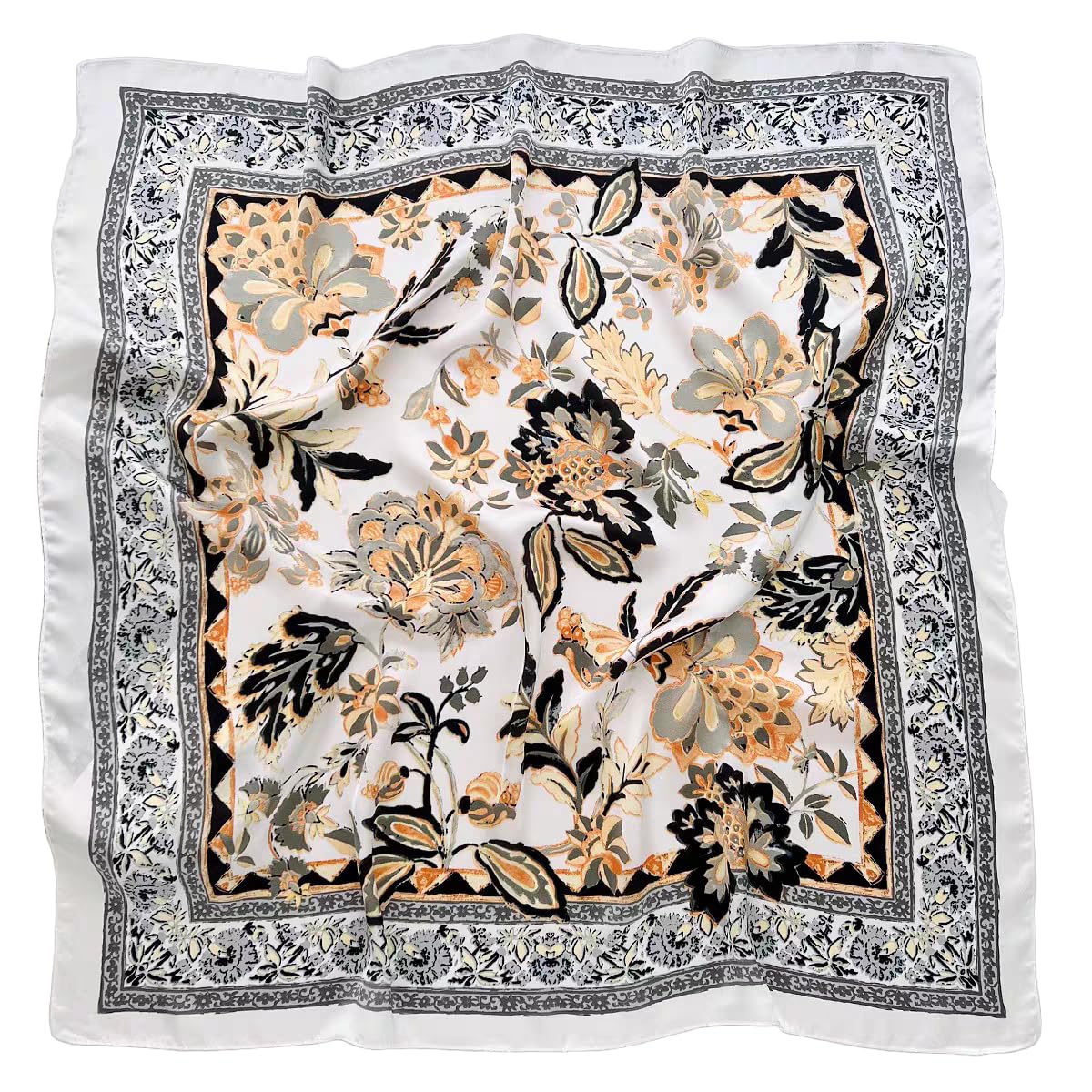 GIMIRO Frauen 70x70cm Schal Simulierte Seide Blumen Schal Krawatte Hahnentritt-Bandana
