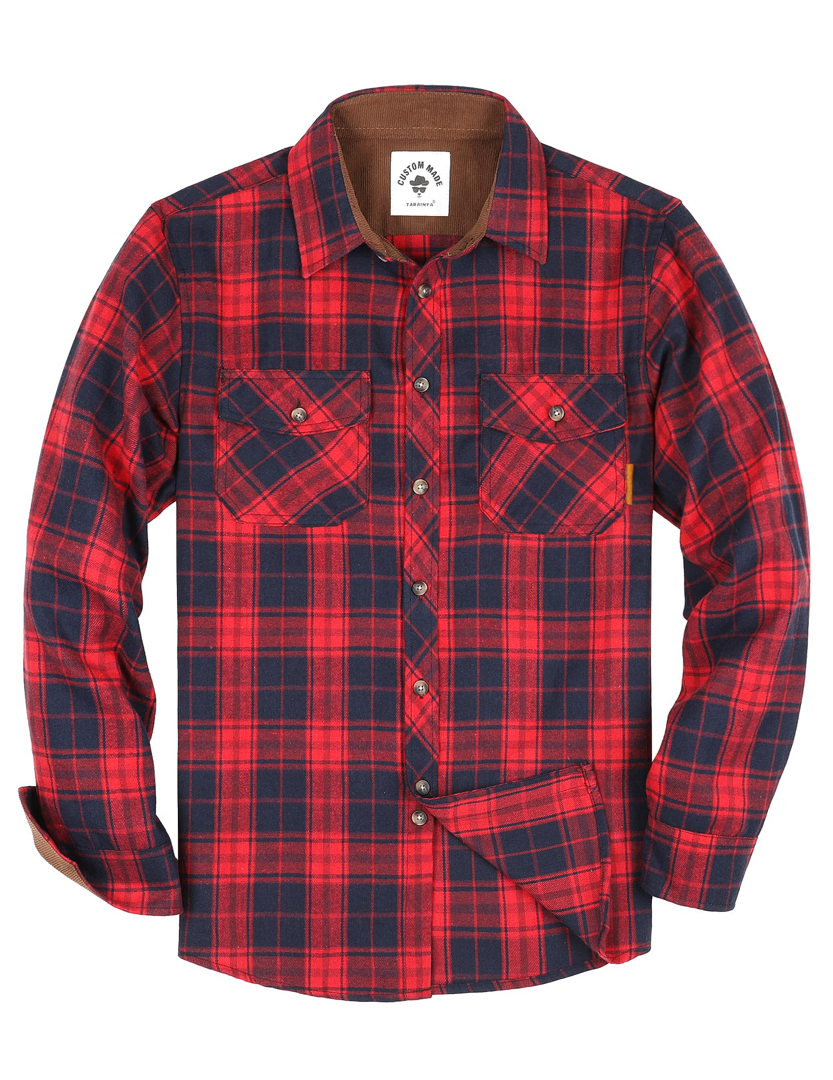 TARAINYA Camicia Flanella Uomo Quadri Cotone Manica Lunga Regular Fit