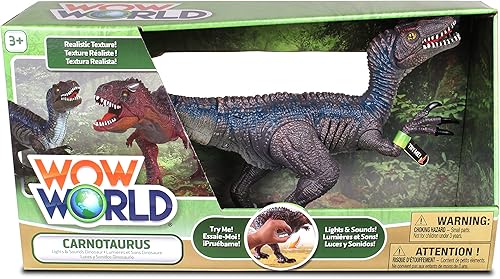 Miniatura 6 de NKOK WowWorld B/O Velociraptor (luces y sonidos), rugidos de reptiles realistas girando un brazo, luces LED rojas en la boca y a lo largo de las
