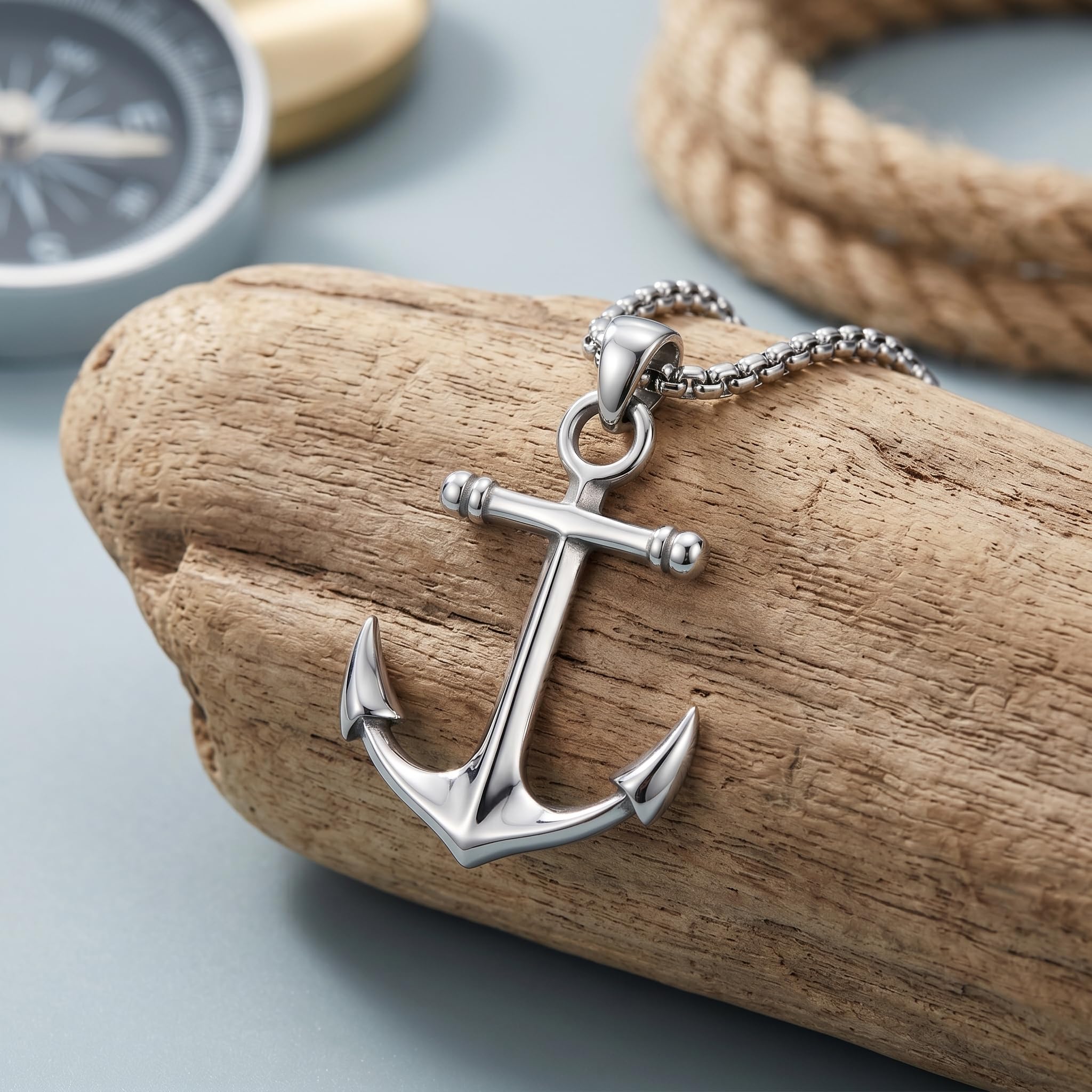 Collana in argento Sterling 925 con ciondolo a forma di marinaio con ancora, gioiello per uomo e donna