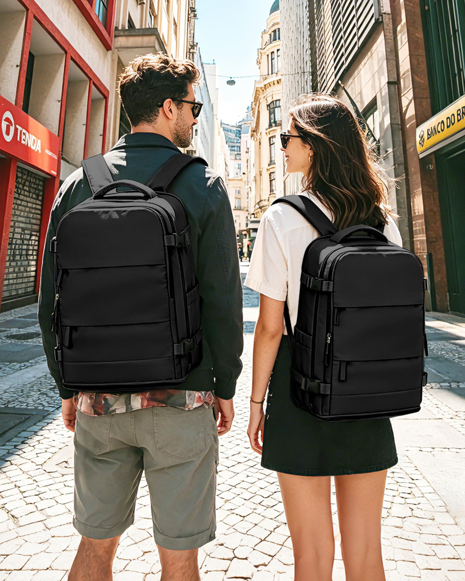 SZSYCN Mochila con Bomba al Vacio Viaje Cabina Avion 40x30x20 Bolsa de Cabina Ryanair 40x30x20 Wizzair Maleta Avion Equipaje de Mano Easyjet Hombres y Mujeres Mochila para Portátiles 16 Pulgadas
