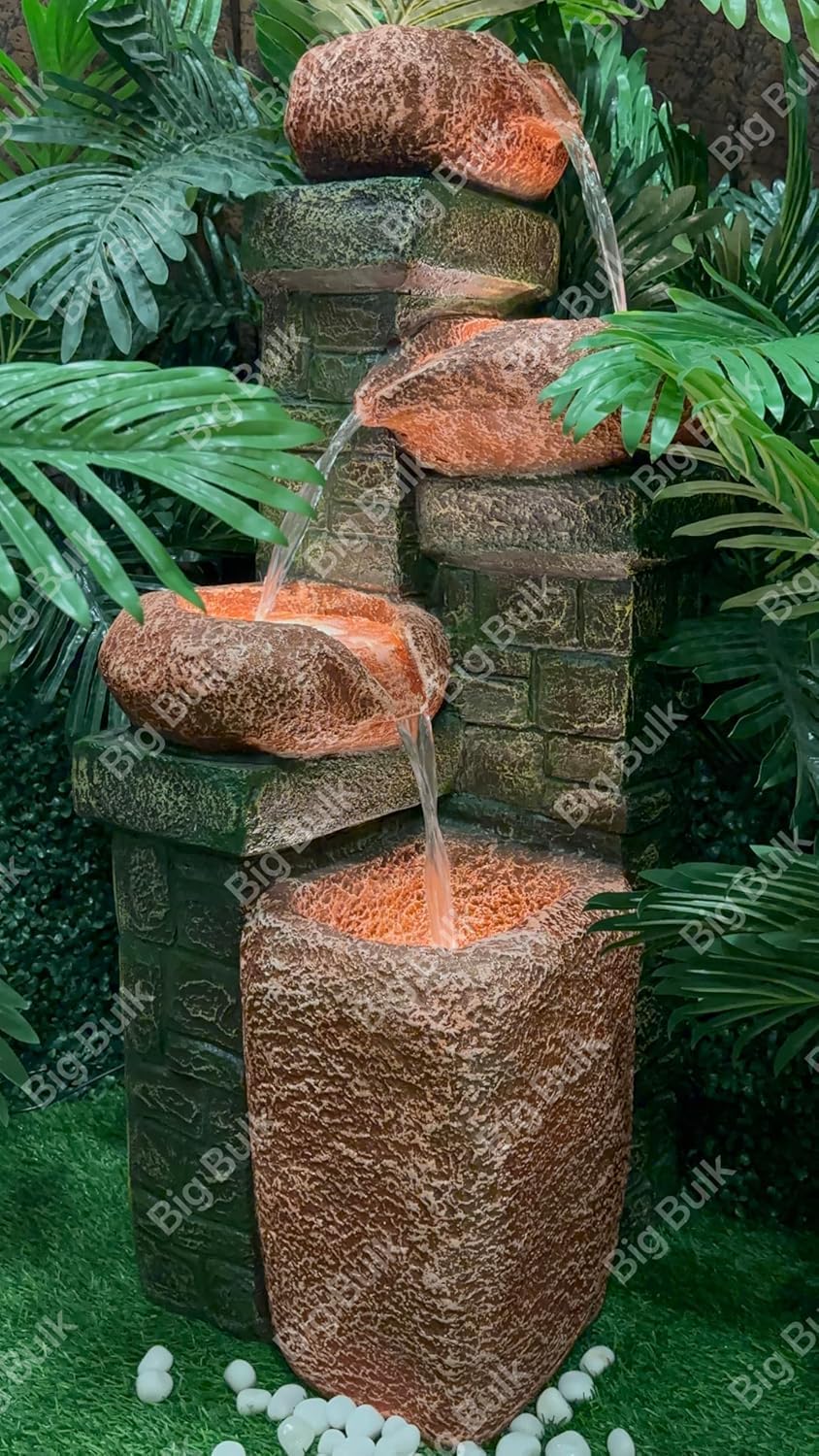 Big Bulk 3 Tier Brick Design Fountain for Living Room Home Decor Garden Decoration and Drawing Room Indoor Outdoor for Home Decor (Brick)-image-47