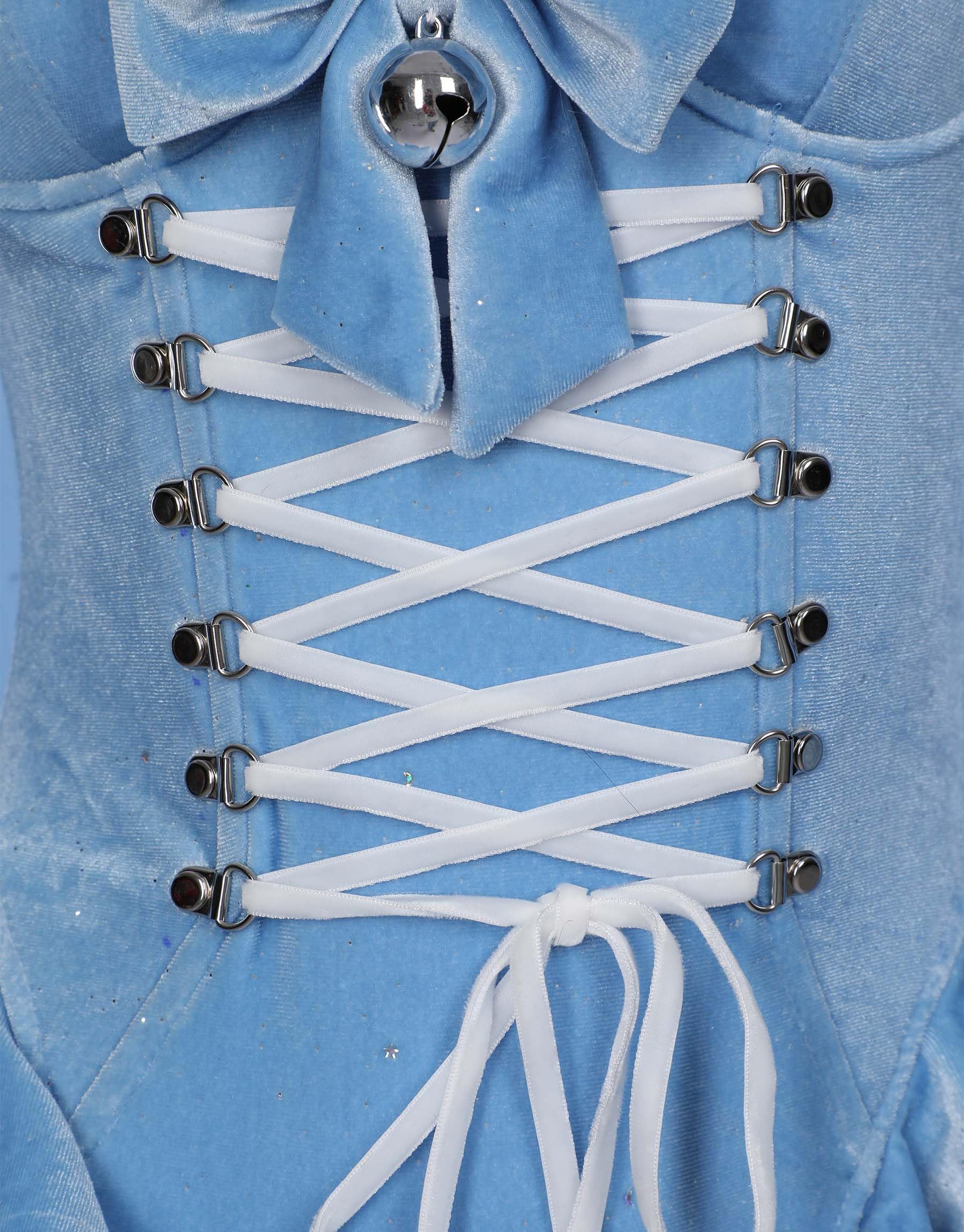 MEOWCOS Women's Bodysuit Queen Cosplay Costume Halloween Christmas Bodysuit Cape Set with Crown Cloak Gloves Socks: X-Large Blue