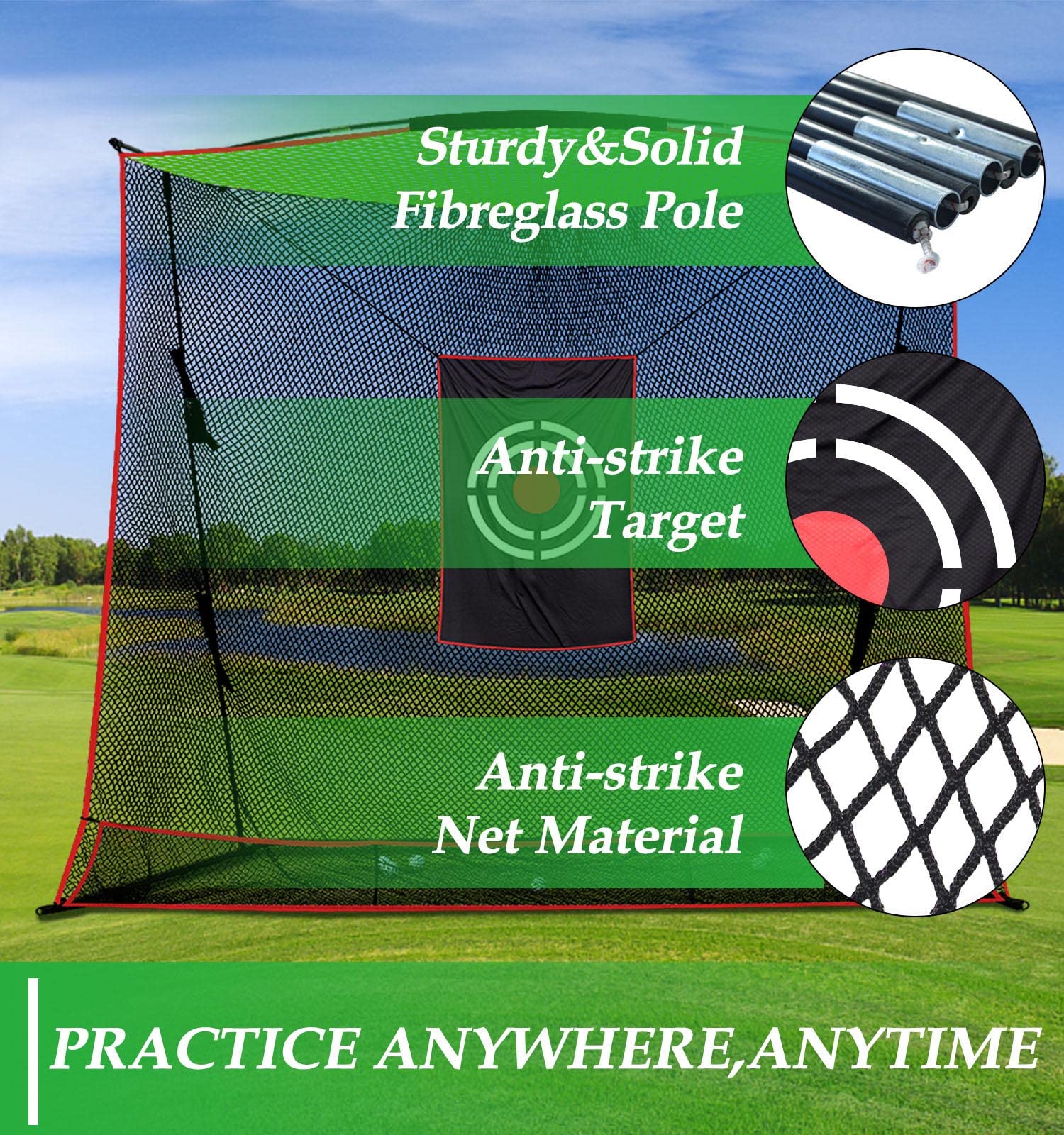 Filet de golf portable pour intérieur et extérieur - Pour entraînement de golf dans le jardin