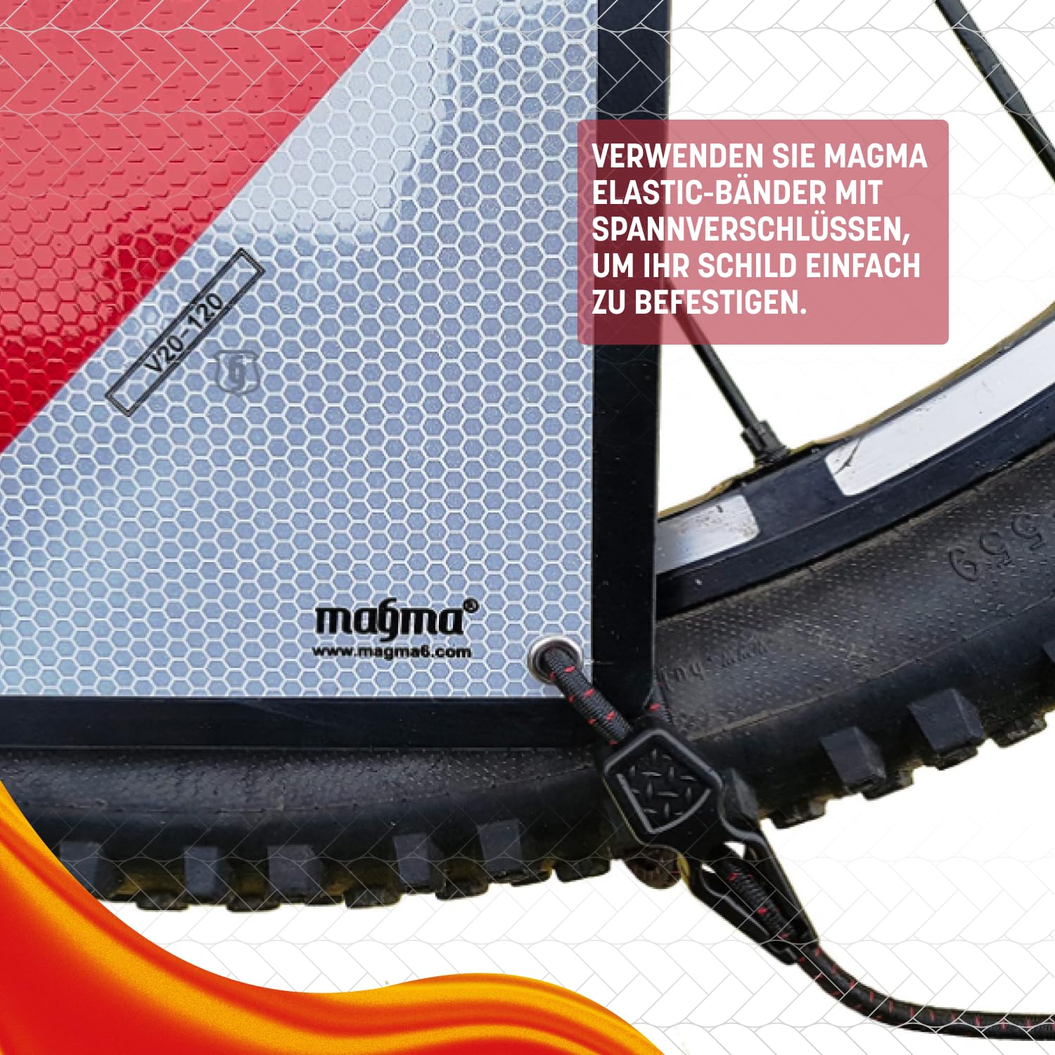 MAGMA Warntafel für hinten, Italien. Für Fahrradträger, Heckträger, Anhänger, Warnschild für Wohnwagen, Wohnmobil, Auto. Urlaub, Camping, Abschleppen Rot-weiße Streifen, reflektierend