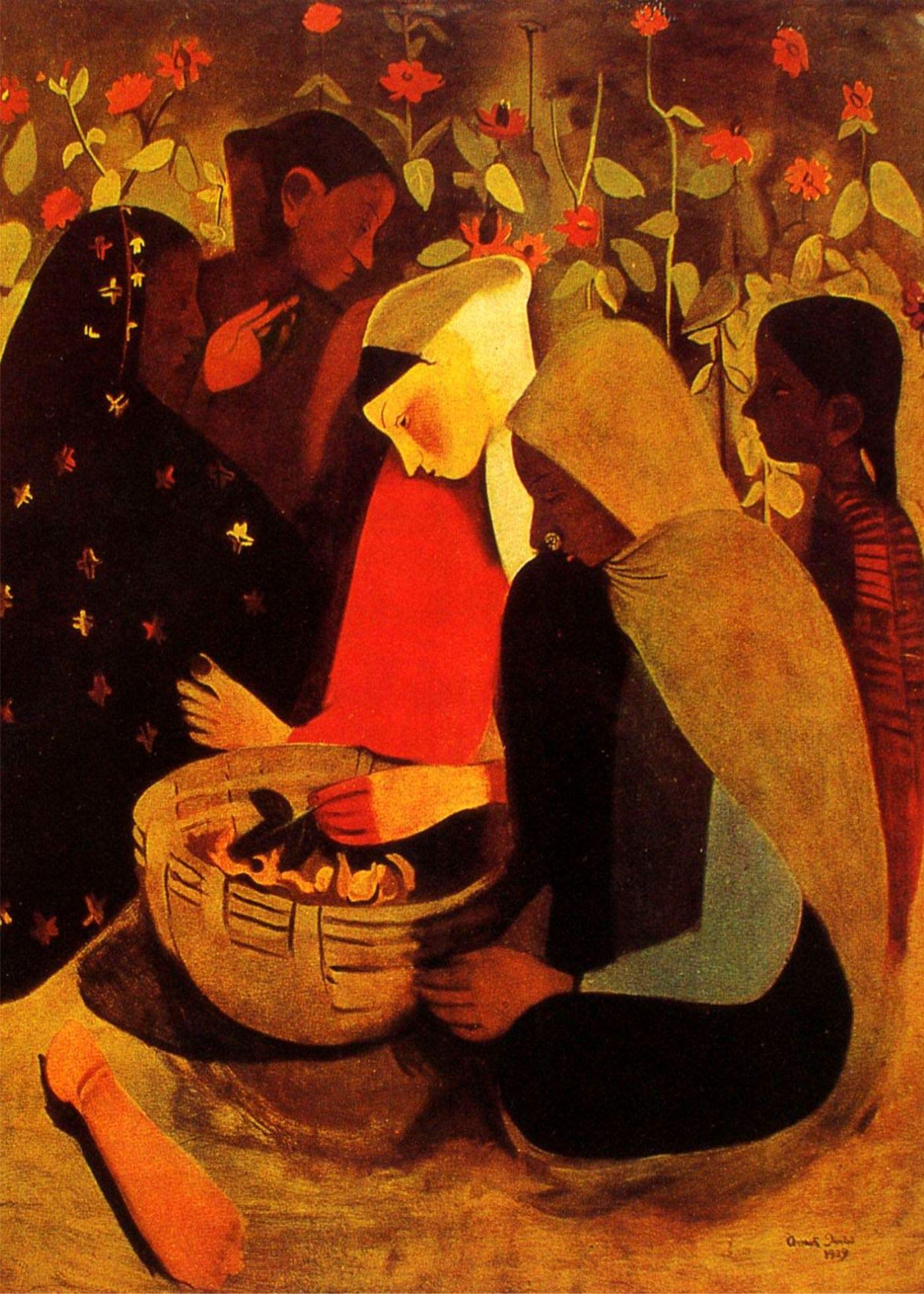 “a” adventures india : advertising ideas in Power ! Decoratus� *Village Bazaar* - A Famous Painting by Amrita Sher-Gil. Wall D�cor Frame. Canvas Print stretched on Pinewood Frame. Size:14"x18".