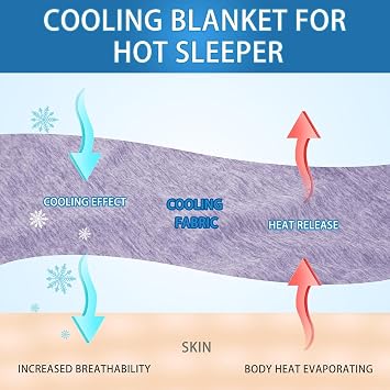 Cooling Blanket for Night Sweats, Summer Ice Cold Blanket for Hot Sleepers Q-Max > 0.45 Thin Soft Breathable Lightweight Cool Blankets for Bed Sofa Camping Travel, Throw XL Size, Purple, 127x178CM