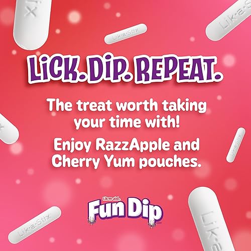 Miniatura 4 de Fun Dip Caramelos navideños LIK-M-AID, Dip de caramelo en polvo Razzle Apple Magic y Cherry Yum Diddly, 8 bolsas