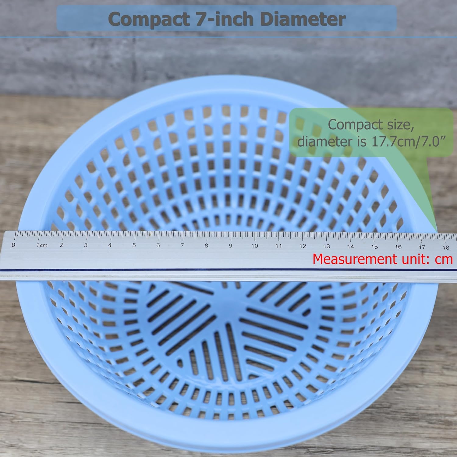 EIKS 3 Pack Small Colander Mini Plastic Strainer Basket for Rinsing Draining and Air Drying Veggies Berry Fruits Meal Prep, Diameter 7-inch