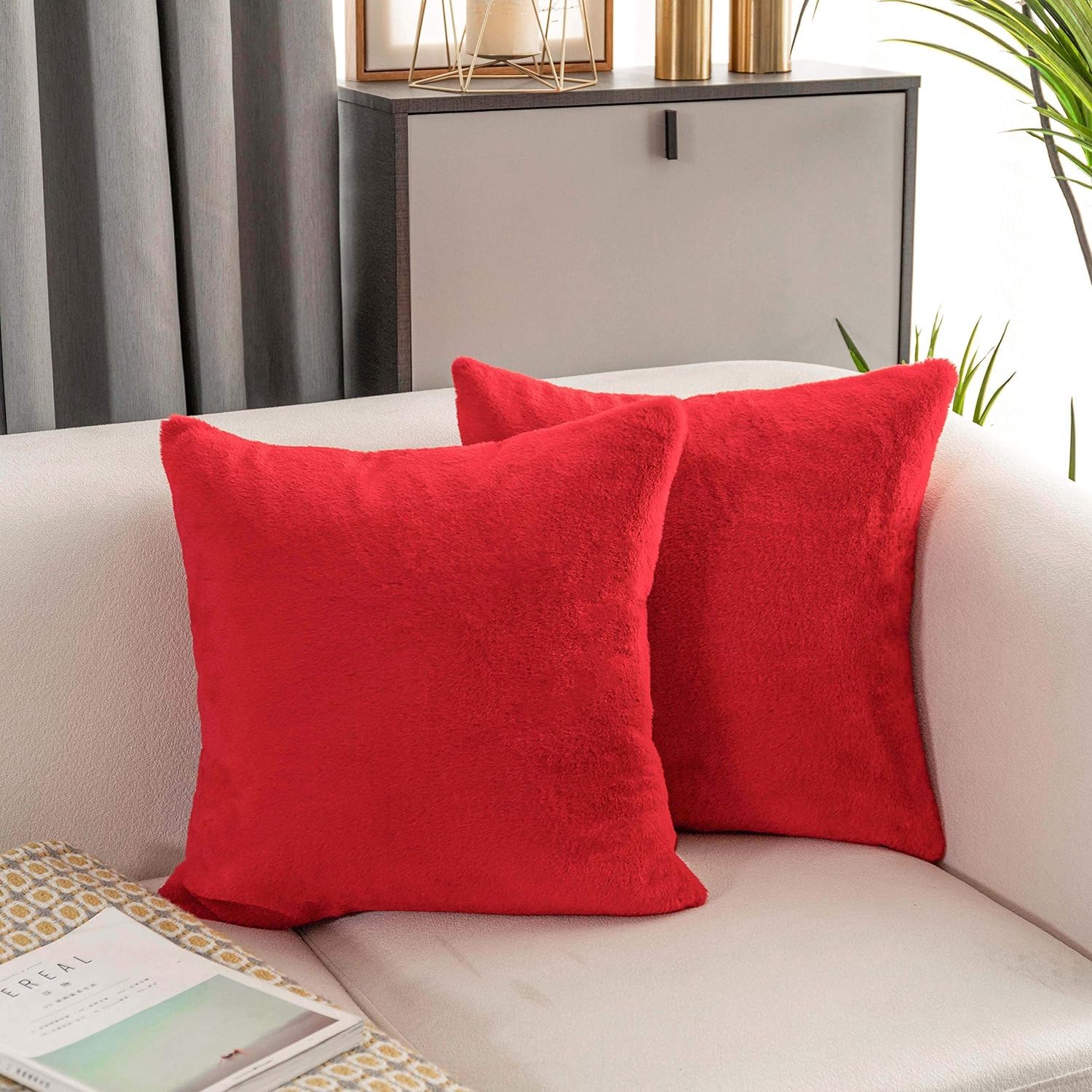 CottonFry Pillow Covers Set of 2 Plush Deluxe Luxury Soft Rabbit Fur Accent Decorative Pillows Cases Lumbar Throw Pillow for Bed (B0CXY7XDV5) Amazon Price History, Amazon Price Tracker