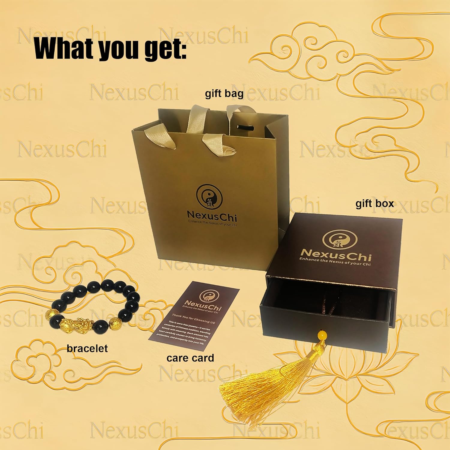 Gold/Silver/Black Obsidian Pixiu Bracelet – Real 10mm Natural Stone Good Luck Bracelet for Men Women, 24K Gold Pixiu Wealth Protection Bracelet, Feng Shui Adjustable Beaded Jewelry with Gift Box