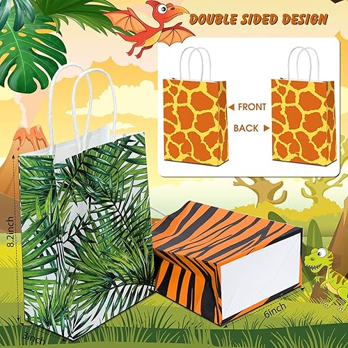 Miniatura 3 de 24 bolsas de regalo con estampado de animales, safari, selva, fiesta, bolsa con asa, bolsas de papel zoológico de animales para golosinas de vida