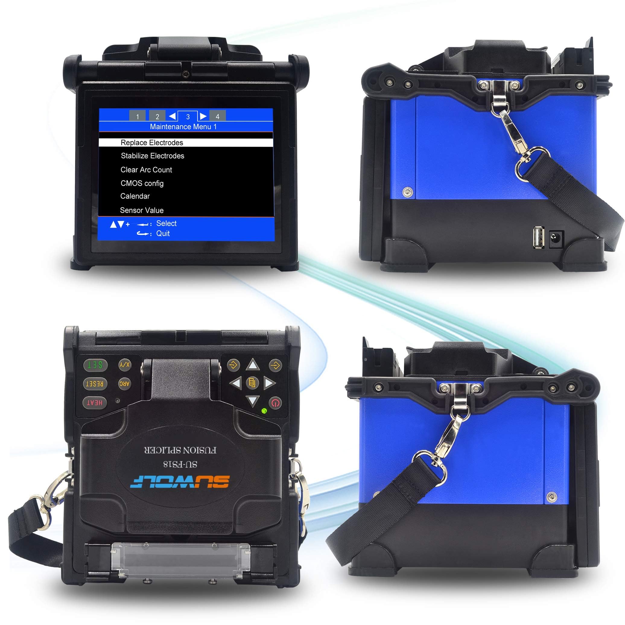5" LCD de alta precisión Soldador Fibra óptica/Fibra Opitcal Fusion Splicer para fibras SM, MM, NZ-DS y EDF con fibra óptica (SU-FS18-5)