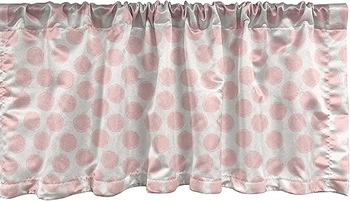 Ambesonne Retro Window Valance, Hand Drawn Style Dots in Pastel Color and Retro Style Childhood Pattern, Curtain Valance for Kitchen Bedroom Decor