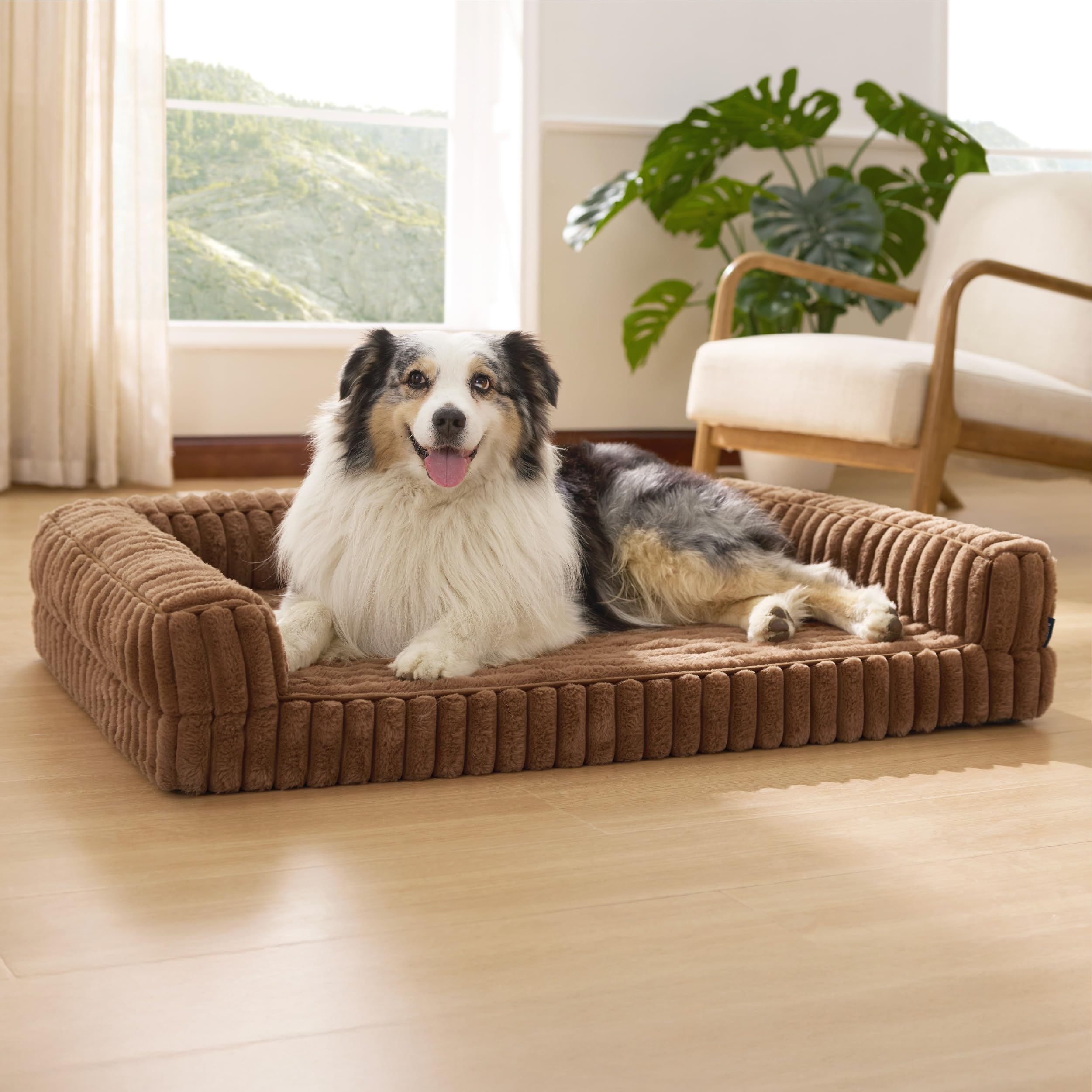 BEDSURE Orthopädisches Hundebett Grosse Hunde, 76x51/89x64/106x76 Grau/Creme
