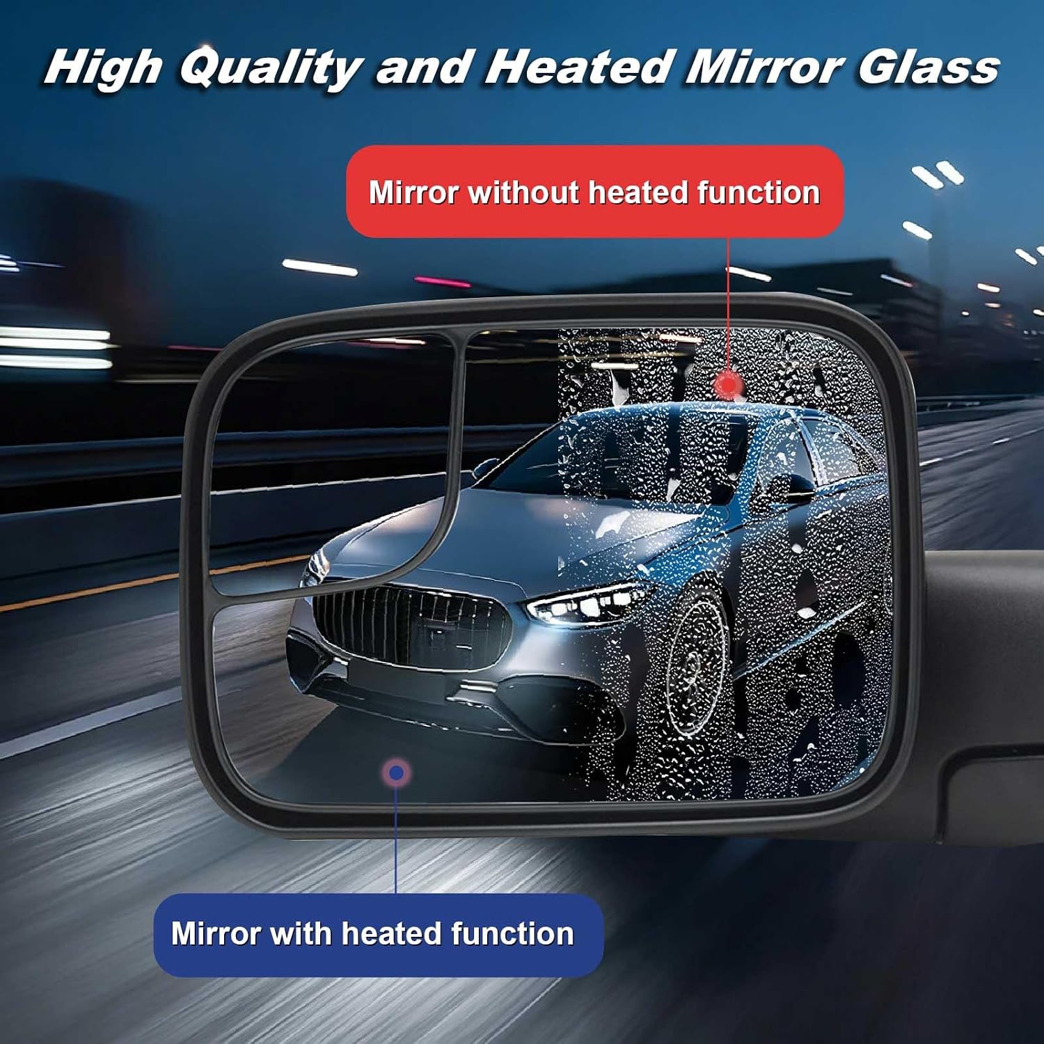 Heated Mirror Glass Left Driver Side Compatible with Dodge Ram 1500 2500 3500 2005 2006 2007 2008 2009 Replace# 5161011AA With spotter mirror