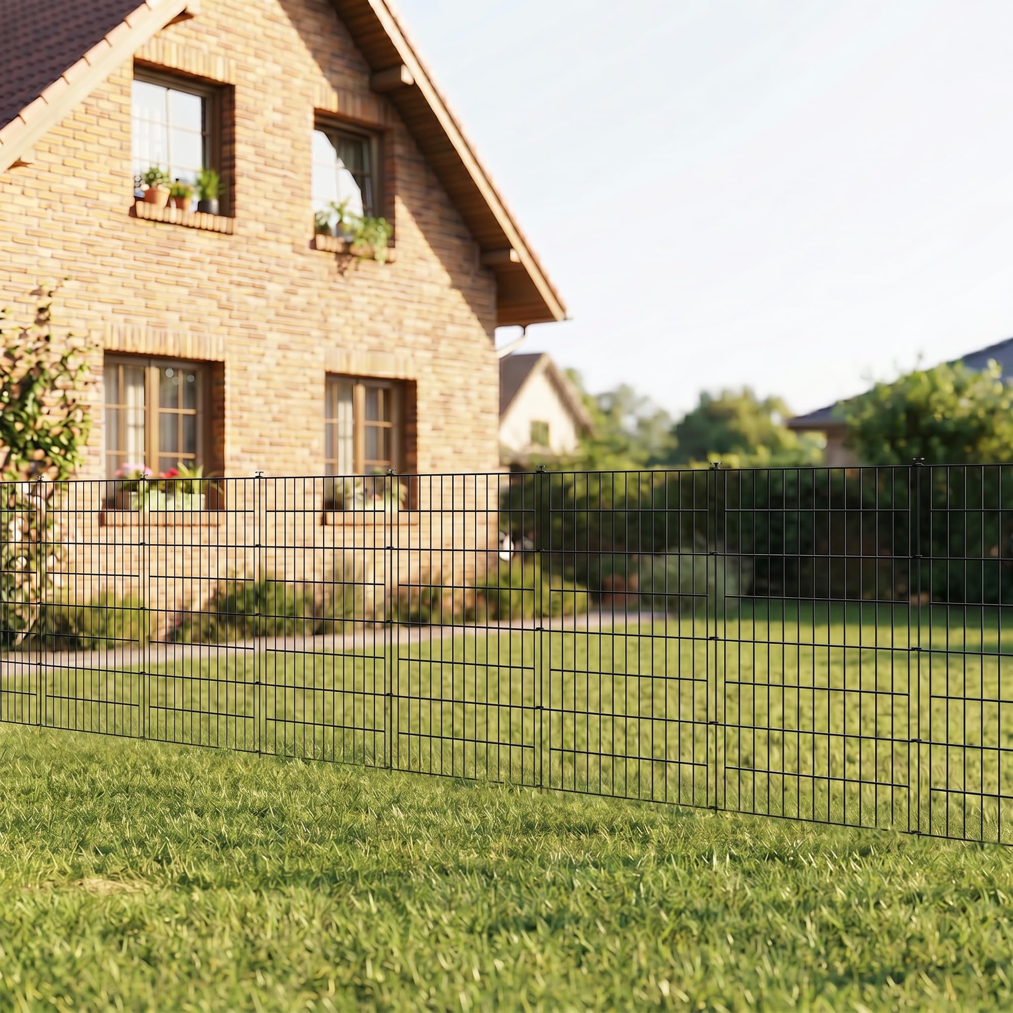 Thealyn Gartenzaun, 5 Paneele, rostfreies Metall, für Hunde, Haustiere, Tierbarriere, Gartenzaun, Bordüre für Hof, Terrasse, Blumenbeet, 101 cm H x 71 cm B (5 Paneele, Länge 3,5 m)
