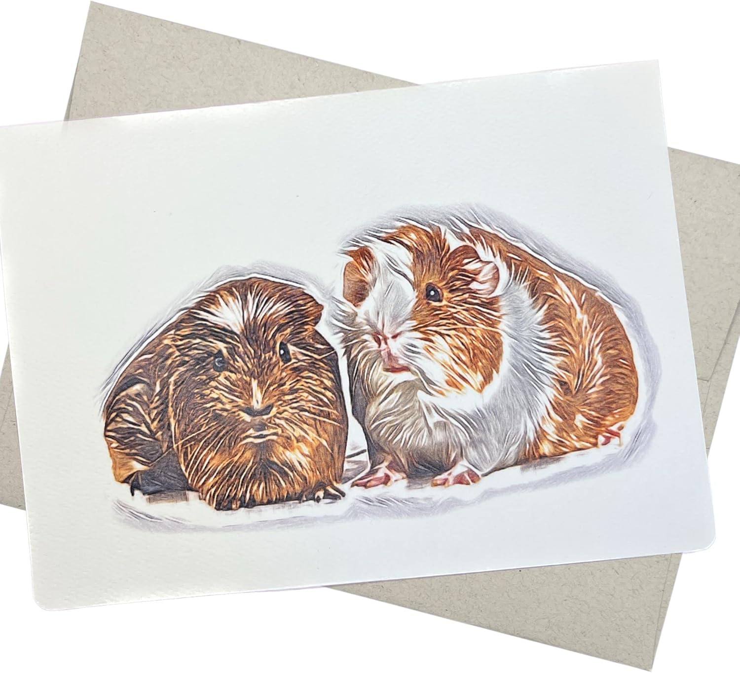 Guinea Pig Greeting Card with Envelope (5X7 Inches and Blank Inside) Note Card for lovers of Guinea Pigs for Birthday or a Holiday - 9