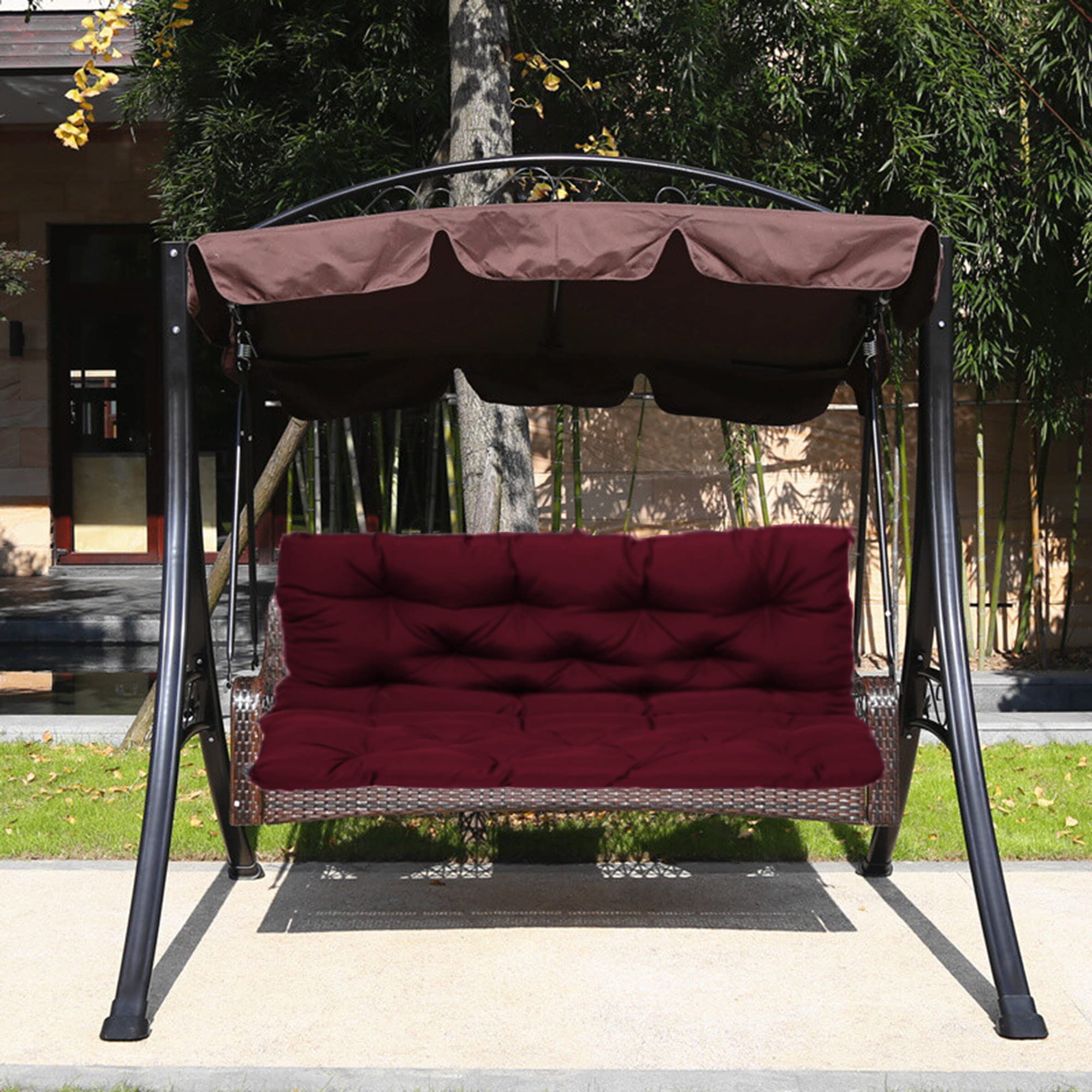 Coussin de rechange pour balancelle 3 places imperméable rouge foncé avec dossier 100x100x10cm