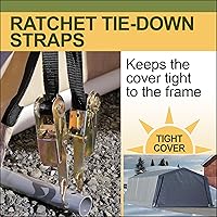 Vista 8 de Toldo resistente para todas las estaciones de 10 x 20 pies y refugio de garaje portátil con marco de acero y cubierta UV impermeable y puertas