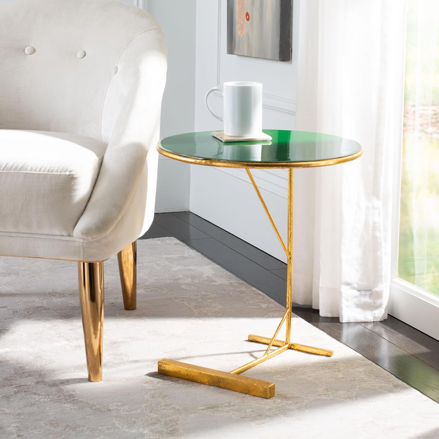 Safavieh Home Collection Sionne Yellow and Gold Round C Accent Table