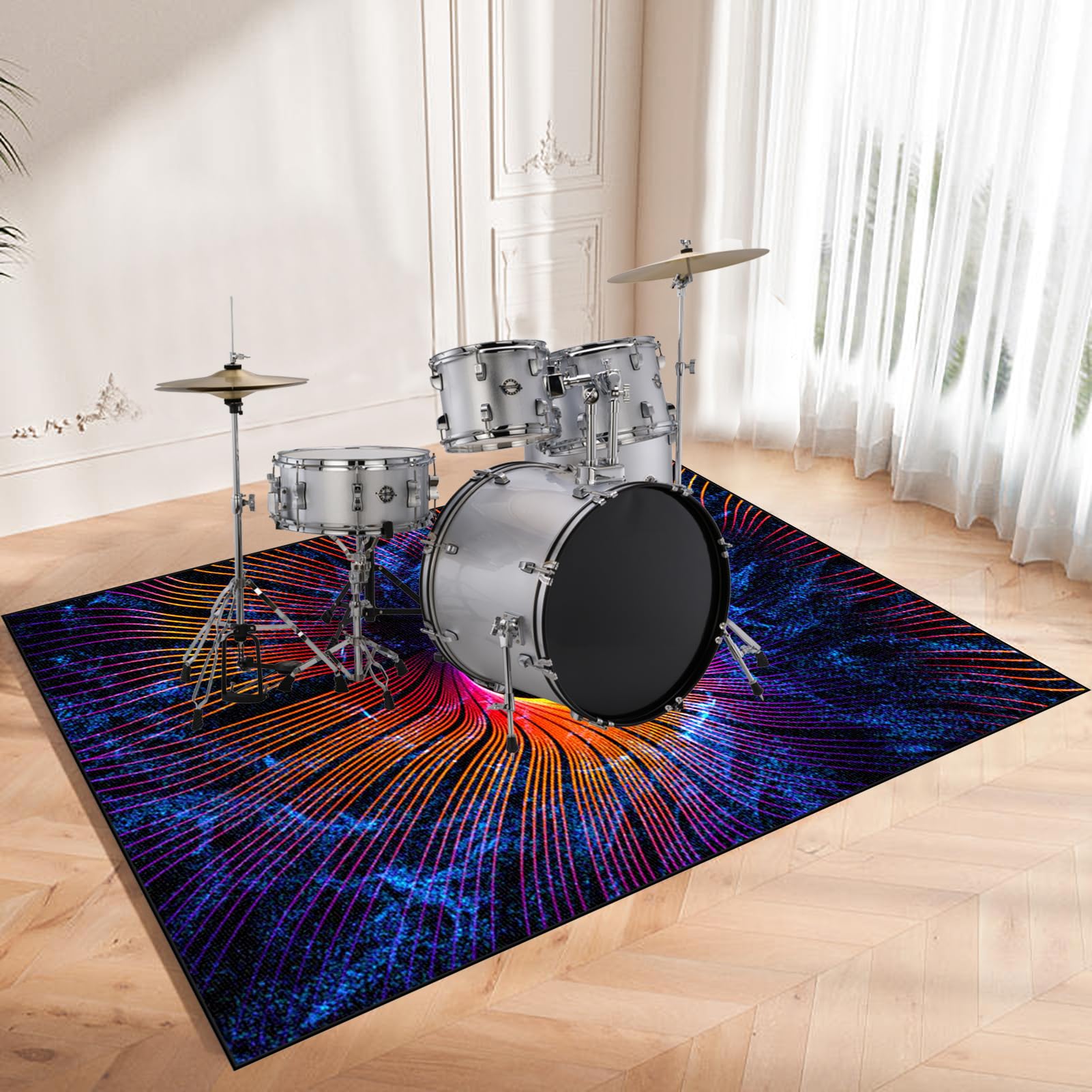 Trommel Teppiche, Drum Teppich, Schallschutz Teppich Matte, Drum Rug rutschfeste Drum Matte für Akustik Schlagzeug Drum Kits Bass Drum Elektronisch Snare Klavier Musikinstrumente 160 x 100 cm
