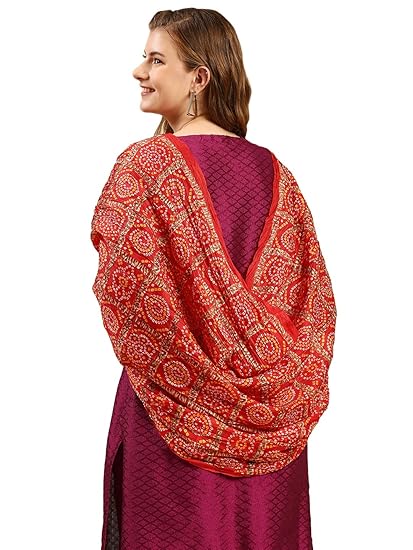 DUPATTA BAZAAR Women's Printed Multicoloured Crushed Art Silk Dupatta